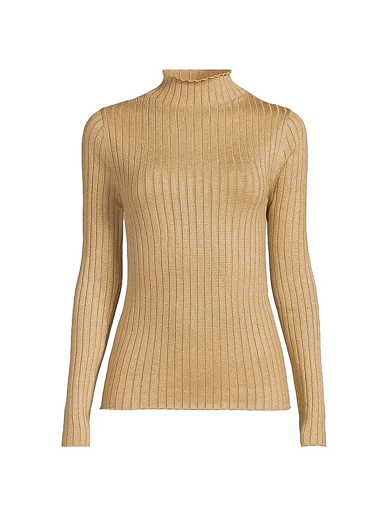 Metallic Mock Turtleneck Sweater