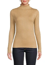 Metallic Mock Turtleneck Sweater