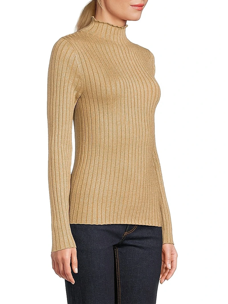 Metallic Mock Turtleneck Sweater
