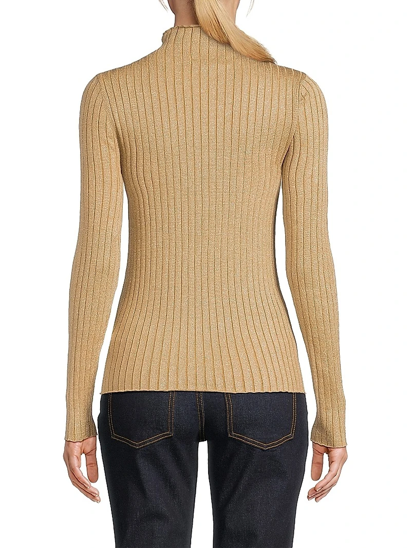 Metallic Mock Turtleneck Sweater