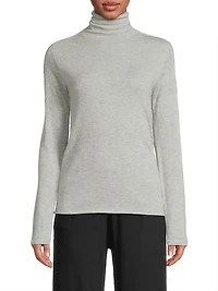 Mashine-Washable Cashmere Long-Sleeve Turtleneck Sweater