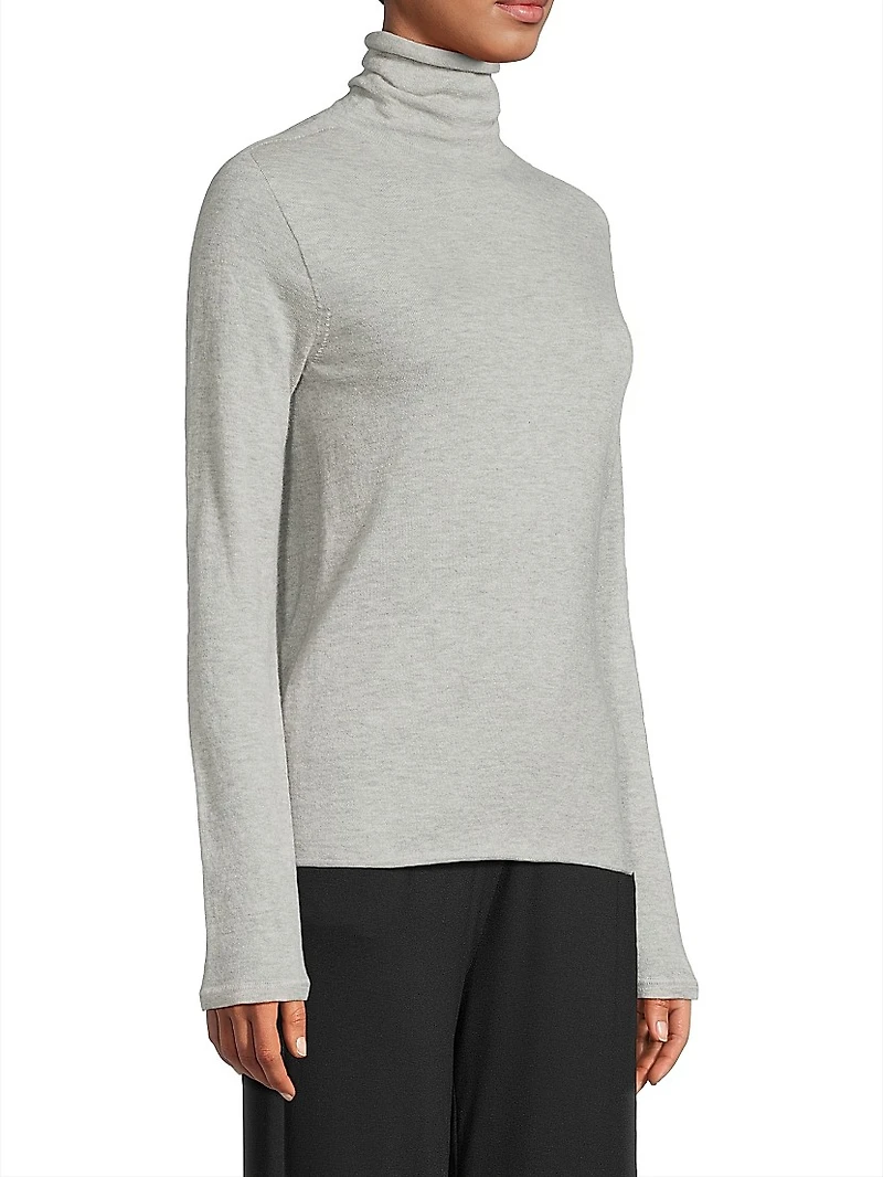 Mashine-Washable Cashmere Long-Sleeve Turtleneck Sweater
