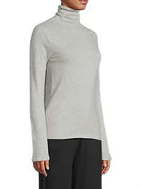 Mashine-Washable Cashmere Long-Sleeve Turtleneck Sweater