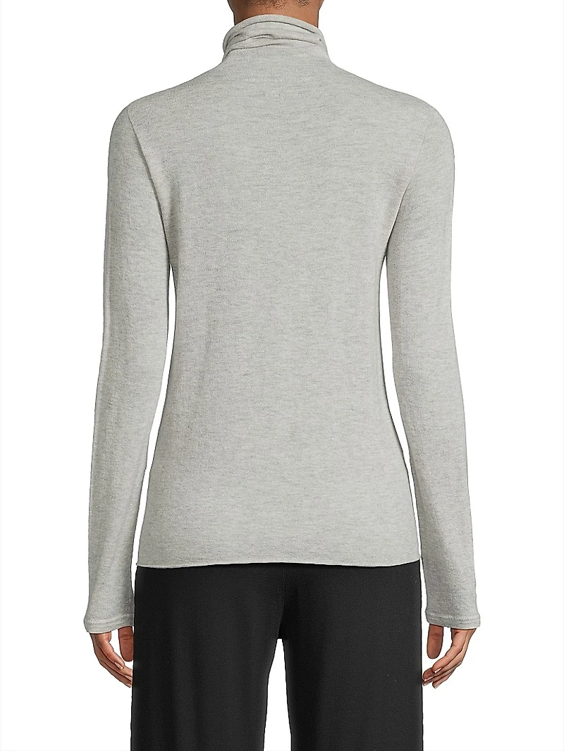 Mashine-Washable Cashmere Long-Sleeve Turtleneck Sweater