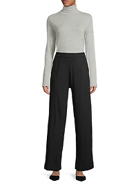 Mashine-Washable Cashmere Long-Sleeve Turtleneck Sweater