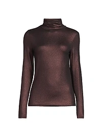 Soft Touch Metallic Turtleneck Sweater