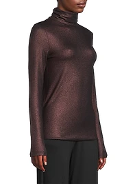 Soft Touch Metallic Turtleneck Sweater
