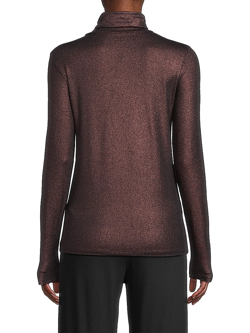 Soft Touch Metallic Turtleneck Sweater