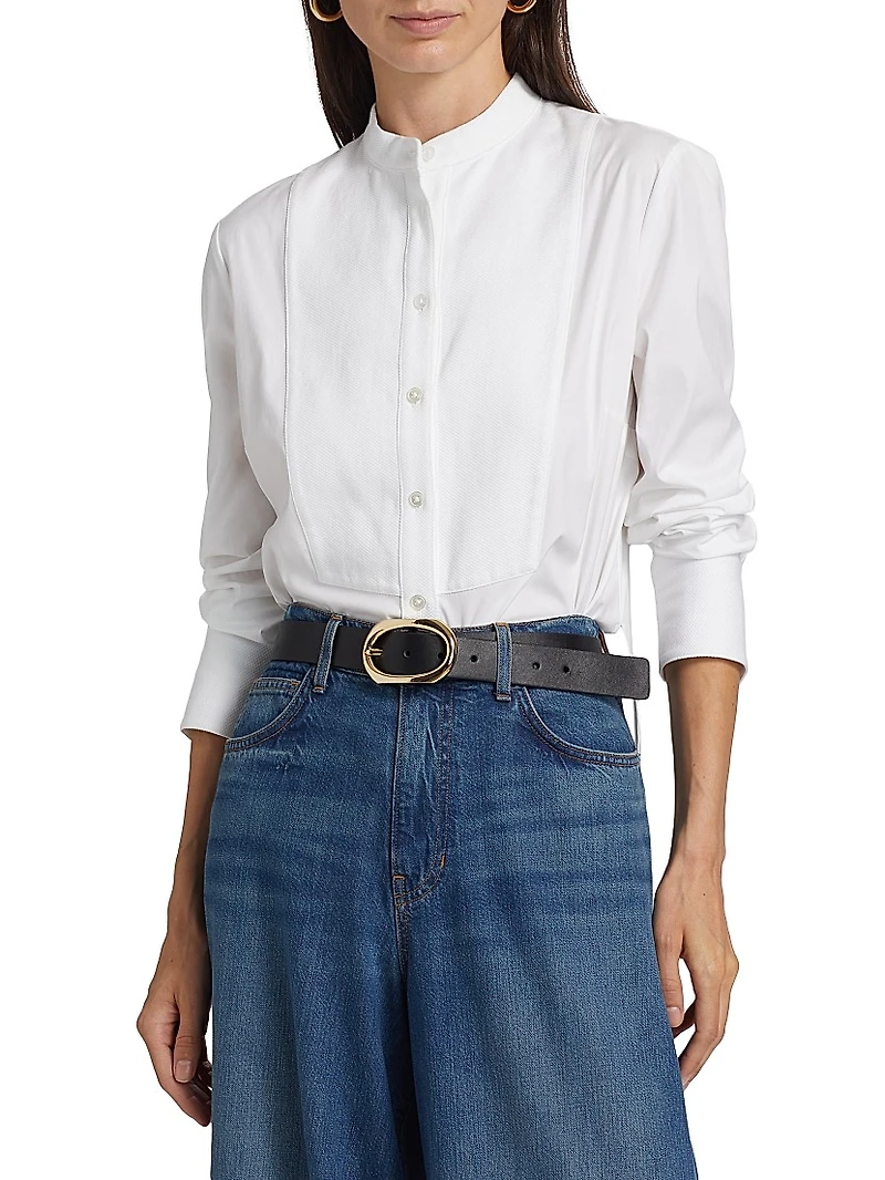 Naya Cotton-Blend Stand-Collar Shirt