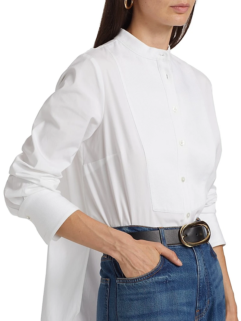 Naya Cotton-Blend Stand-Collar Shirt