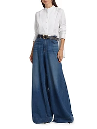 Naya Cotton-Blend Stand-Collar Shirt