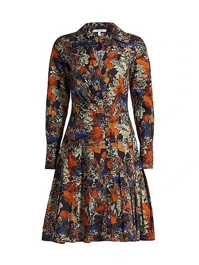 Laney Long-Sleeve Pleated Shirtdress