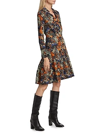 Laney Long-Sleeve Pleated Shirtdress