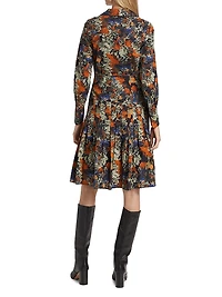 Laney Long-Sleeve Pleated Shirtdress