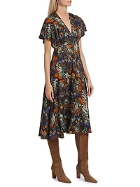 Cecile Flutter Sleeve Midi-Dress