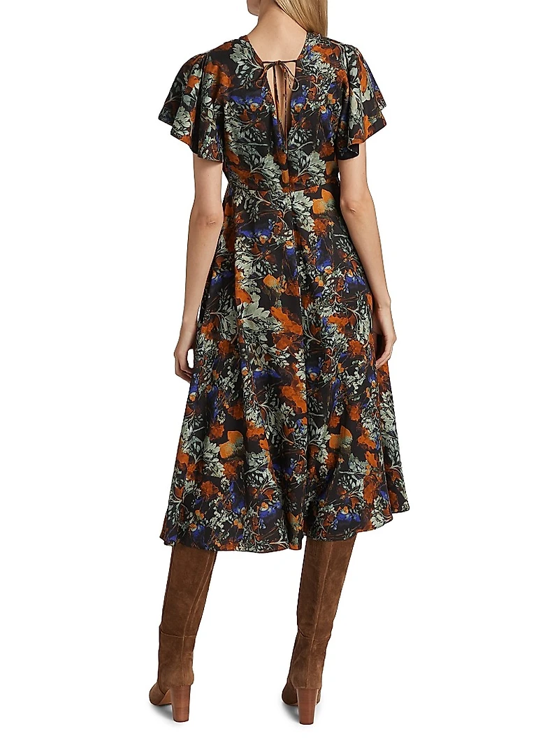 Cecile Flutter Sleeve Midi-Dress