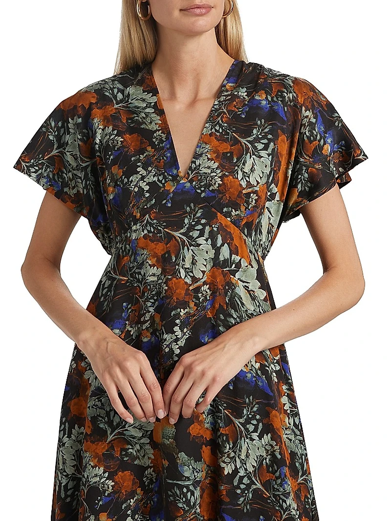 Cecile Flutter Sleeve Midi-Dress