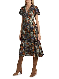 Cecile Flutter Sleeve Midi-Dress