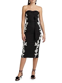 Daha Embellished Cotton-Blend Strapless Midi-Dress