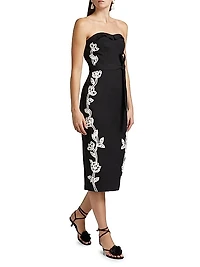 Daha Embellished Cotton-Blend Strapless Midi-Dress