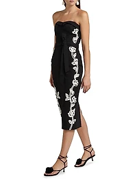 Daha Embellished Cotton-Blend Strapless Midi-Dress