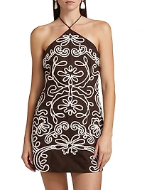Ilaya Embroidered Cotton Halterneck Minidress