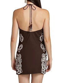 Ilaya Embroidered Cotton Halterneck Minidress