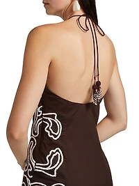 Ilaya Embroidered Cotton Halterneck Minidress