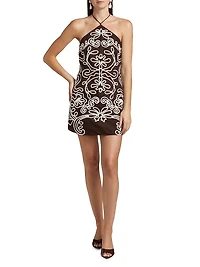 Ilaya Embroidered Cotton Halterneck Minidress