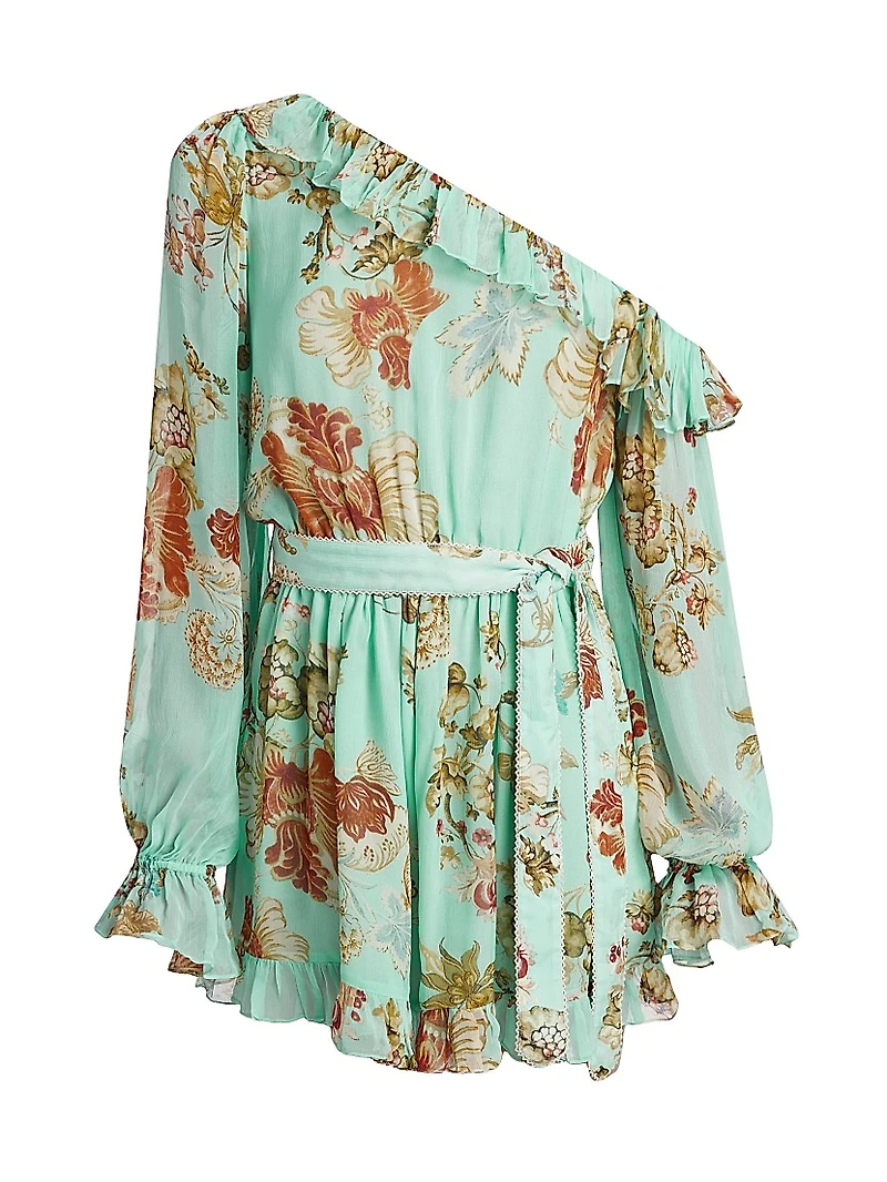 Rohi Floral Ruffled One-Shoulder Minidress