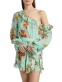 Rohi Floral Ruffled One-Shoulder Minidress