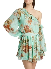 Rohi Floral Ruffled One-Shoulder Minidress