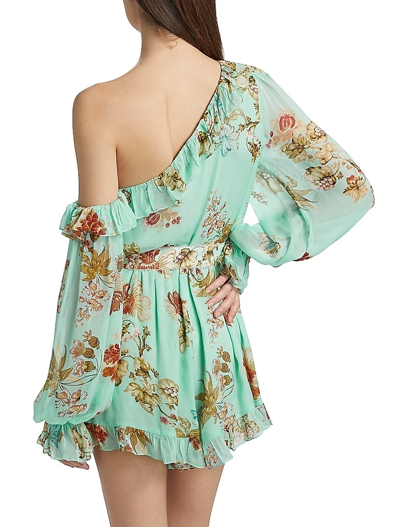Rohi Floral Ruffled One-Shoulder Minidress