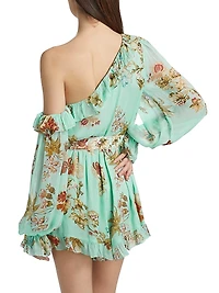 Rohi Floral Ruffled One-Shoulder Minidress