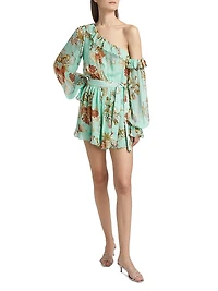 Rohi Floral Ruffled One-Shoulder Minidress