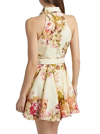 Sama Floral Belted Halter Mini Shirtdress