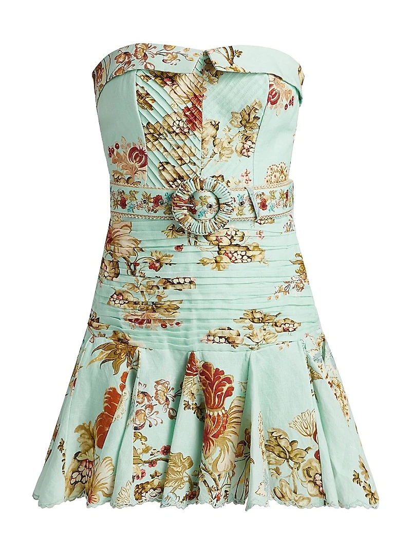 Rohi Floral Belted Strapless Minidress