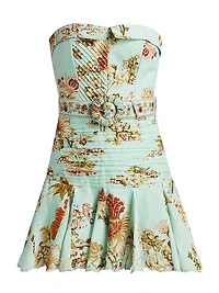 Rohi Floral Belted Strapless Minidress