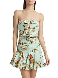 Rohi Floral Belted Strapless Minidress