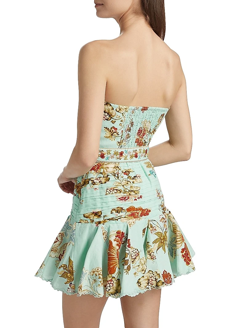 Rohi Floral Belted Strapless Minidress