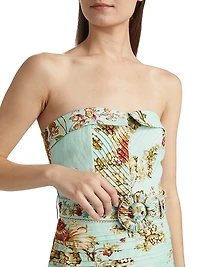 Rohi Floral Belted Strapless Minidress