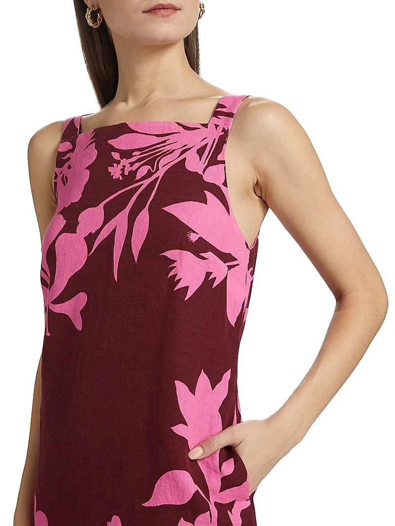 Tehr Floral Linen-Cotton Minidress