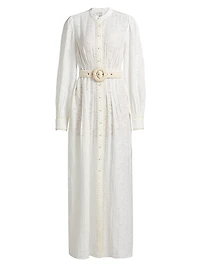 Anvi Jacquard Belted Maxi Shirtdress