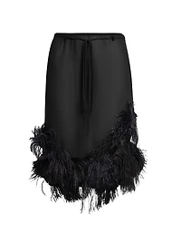 Feathered Georgette Knee-Length Skirt
