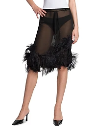 Feathered Georgette Knee-Length Skirt