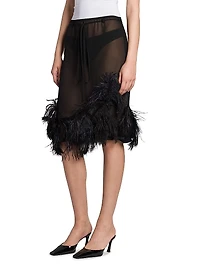 Feathered Georgette Knee-Length Skirt