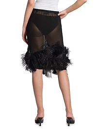 Feathered Georgette Knee-Length Skirt