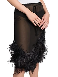 Feathered Georgette Knee-Length Skirt
