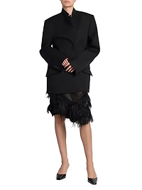 Feathered Georgette Knee-Length Skirt