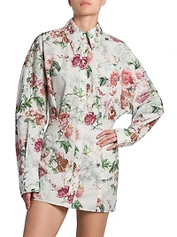Floral Cotton Mini Shirtdress